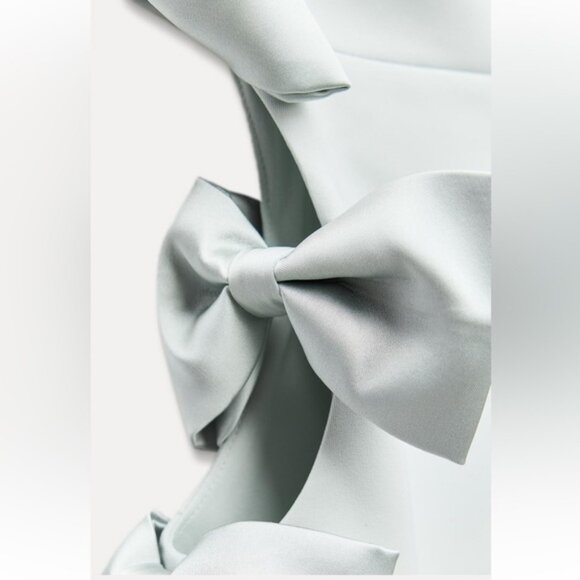 ZARA SATIN EFFECT BOW MIDI DRESS - Picture 6 of 7